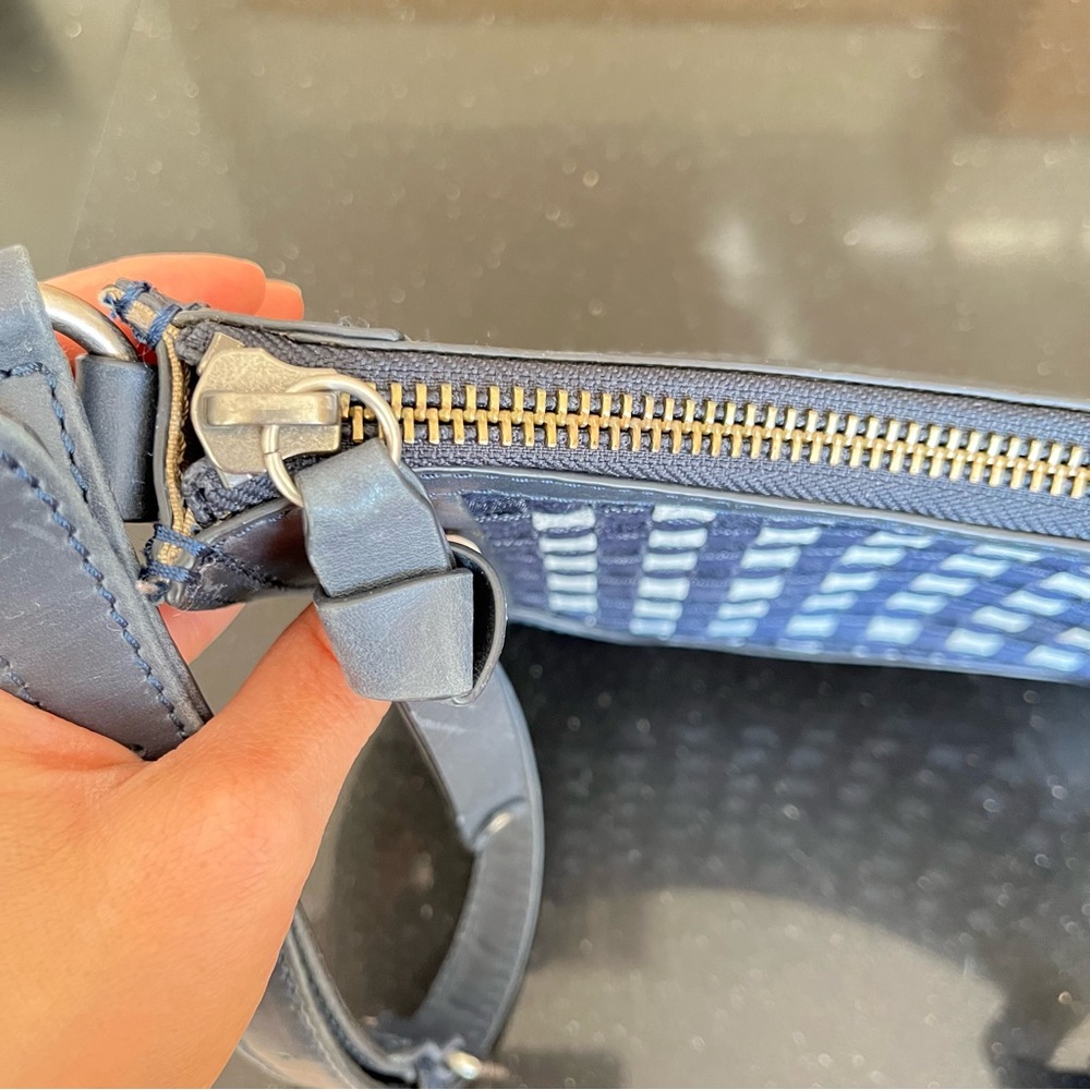 Frye Blue Denim Checkered Crossbody Leather‎ Bag - Picture 6 of 11